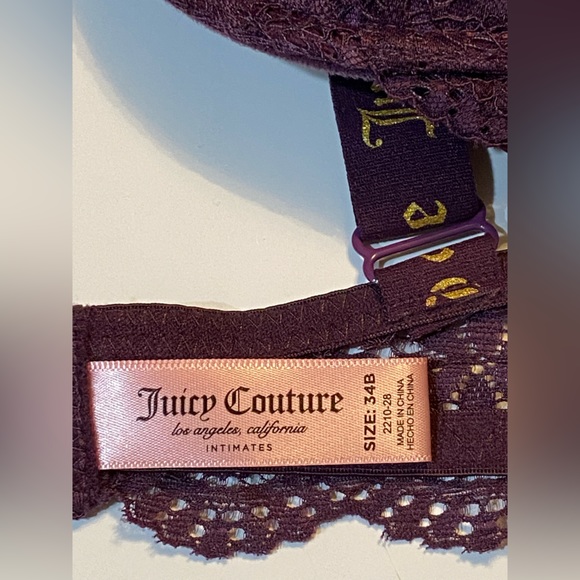 2/$40 34B PUSH UP Purple Lace JUICY COUTURE Bra convertible X crossed straps pad - Picture 7 of 10
